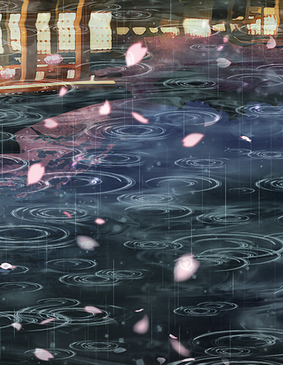 花散る雨、里に恋しなりゆく